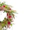 Northlight; 21" Pink Spring Floral Foliage & Berry Twig Wreath; Category:Spring Floral Wreaths; Image:4